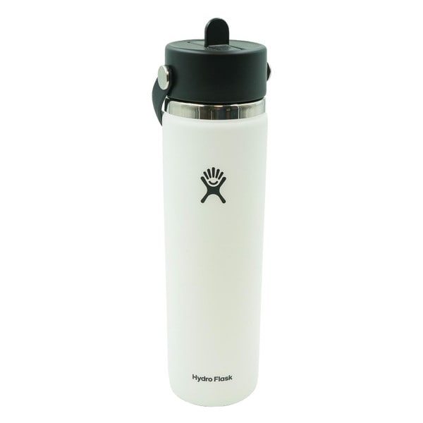 Black Hydro Flask Waterbottle 24 Oz. Straw Cap White